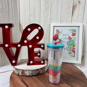 Starbucks Multicolor Tumbler 24 oz.with Strawberry Topper